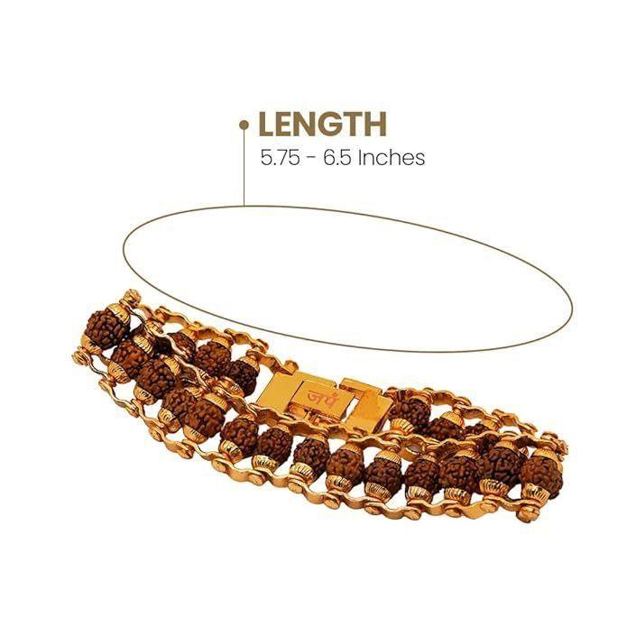 Gold Plated Modern Rudraksha Bracelet - Image 3