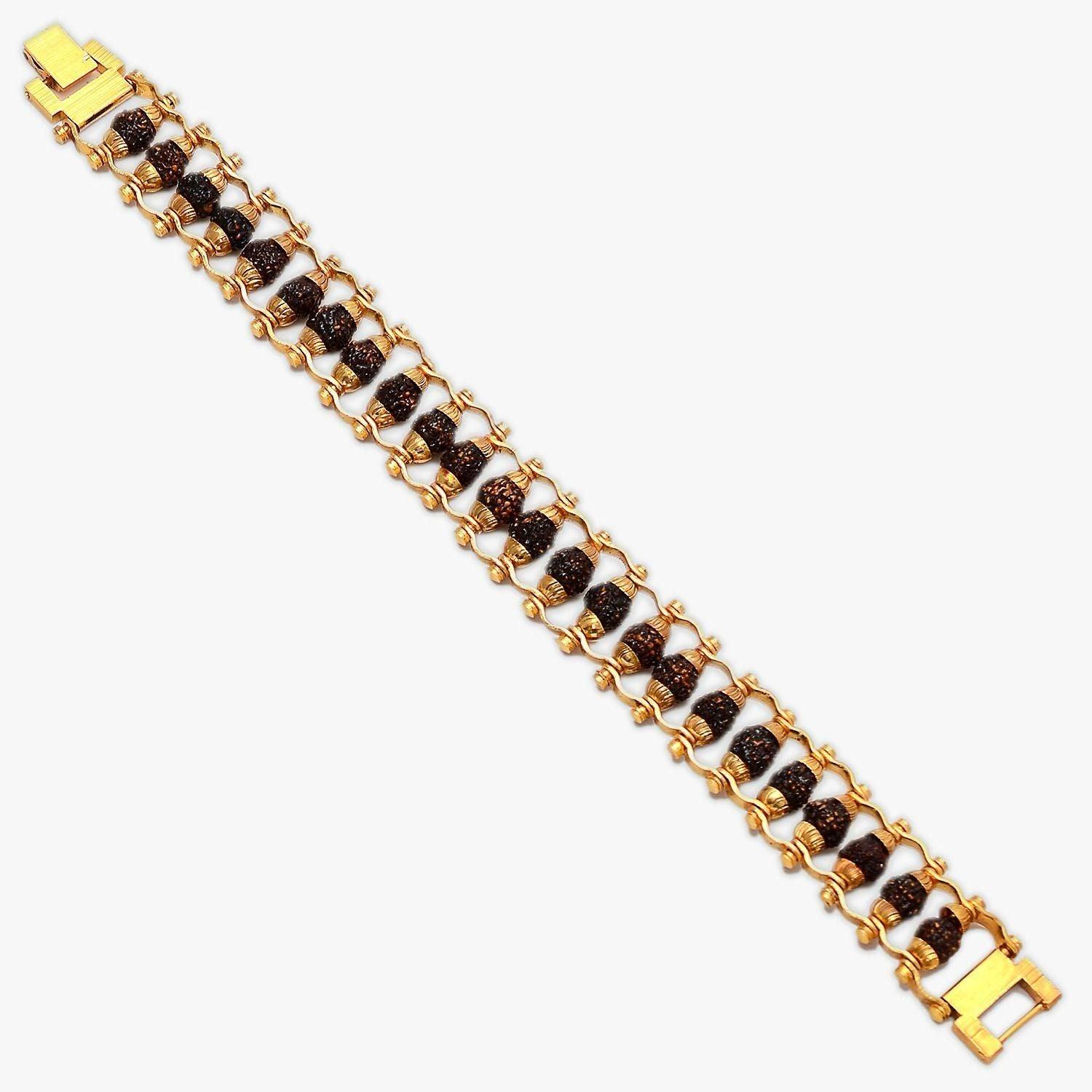 Gold Plated Modern Rudraksha Bracelet - Image 7