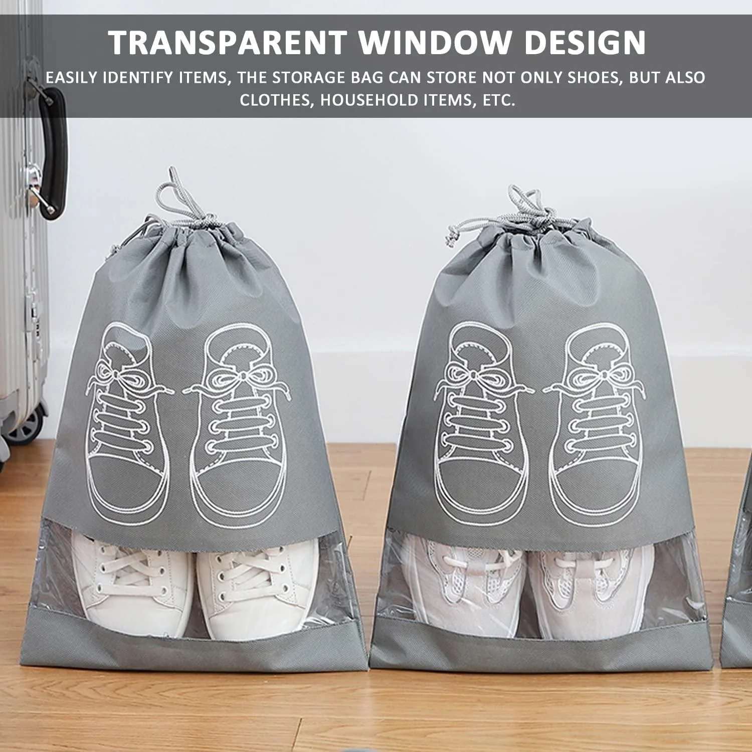 Shoe Bag - Transparent Window Portable Travel Dust-Proof Shoe Bags - Image 3