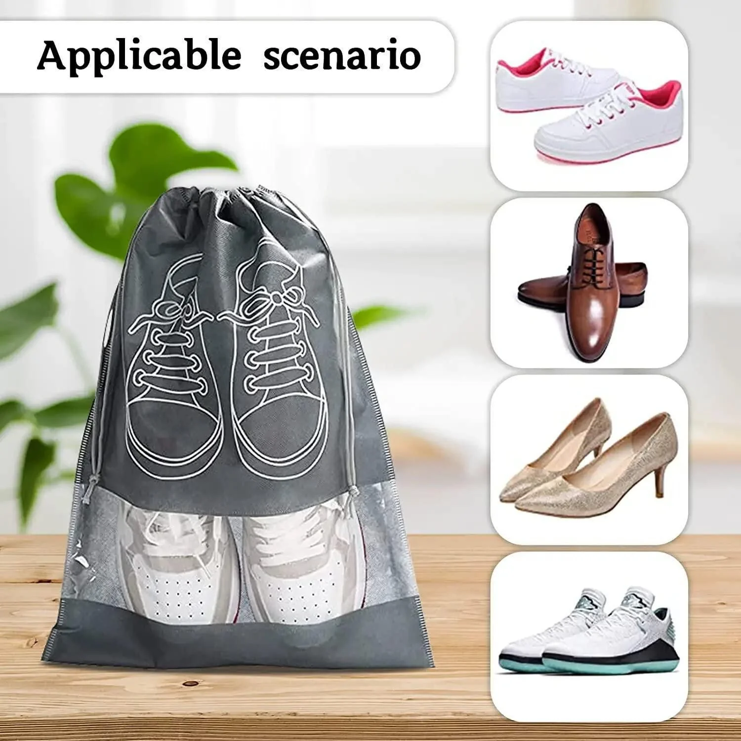Shoe Bag - Transparent Window Portable Travel Dust-Proof Shoe Bags - Image 4