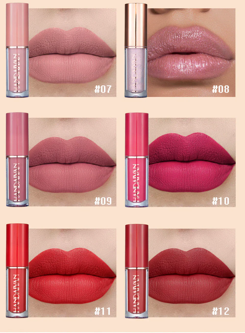 12 Shade Liquid Lipstick Pack & Glossy Lip Kit – Waterproof, Long-Lasting Makeup Collection - Image 4